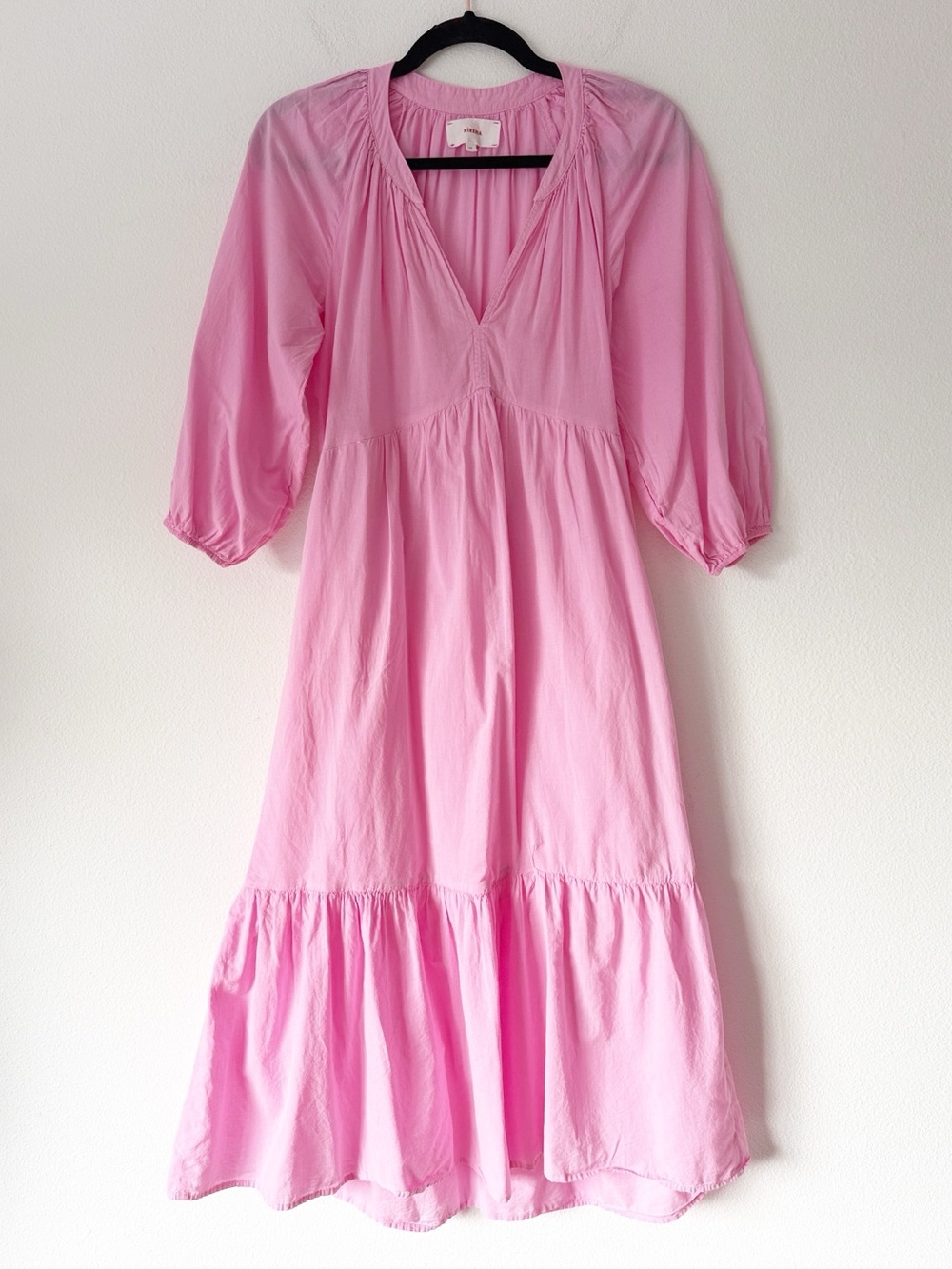 XiRENA Pink Cotton Tiered Maxi
Dress Balloon Sleeve Size XS